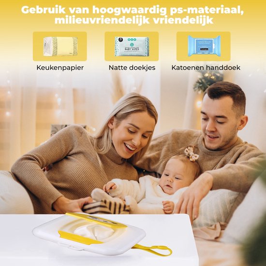Imperatoris - Billendoekjes Houder/Doos – Baby Wipes Box – Natte Doekjes Houder - Vochtig Toiletpapier Doosje - Geel — afbeelding 4
