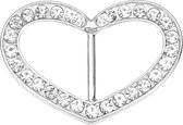 Fako Bijoux® - Sjaalklem - Sjaal Klem - Sjaal Ring - Hart Strass - 40x28mm - Zilverkleurig