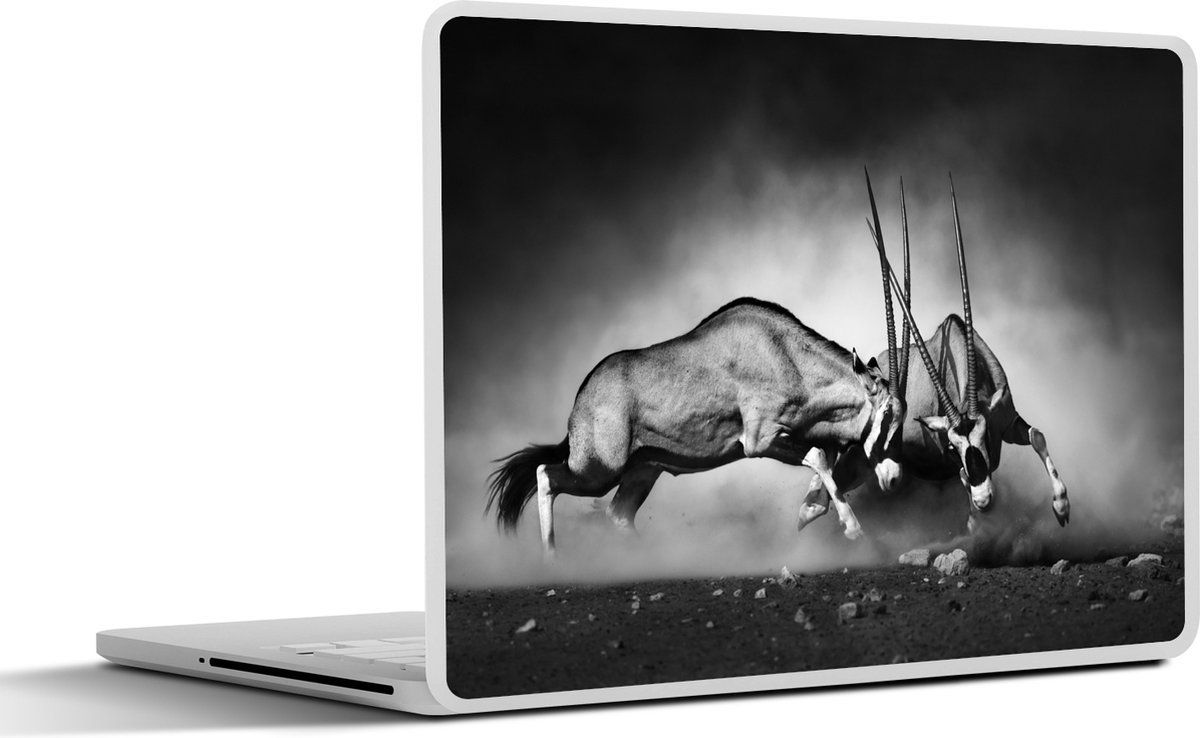 Laptop sticker - 15.6 inch - Antilope - Zwart wit - Portret - Wilde dieren - Dieren - 36x27,5cm - Laptopstickers - Laptop skin - Cover