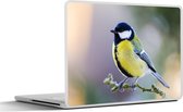 Laptop sticker - 10.1 inch - Koolmees - Vogel - Tak - 25x18cm - Laptopstickers - Laptop skin - Cover
