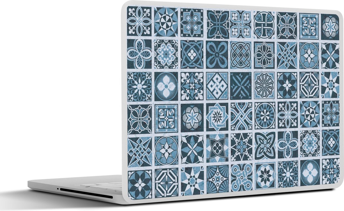 Laptop sticker - 11.6 inch - Bloemen - Blauw - Patronen - Figuren - 30x21cm - Laptopstickers - Laptop skin - Cover