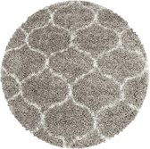 Flycarpets Azure Rond Vloerkleed Berber Motief - Beige / Crème - Hoogpolig - Woonkamer - 120x120 cm