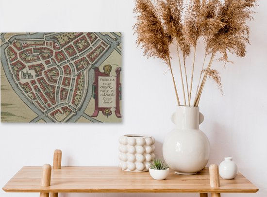 Canvas Schilderij Kaart - Sneek - Historisch - 40x30 cm - Wanddecoratie