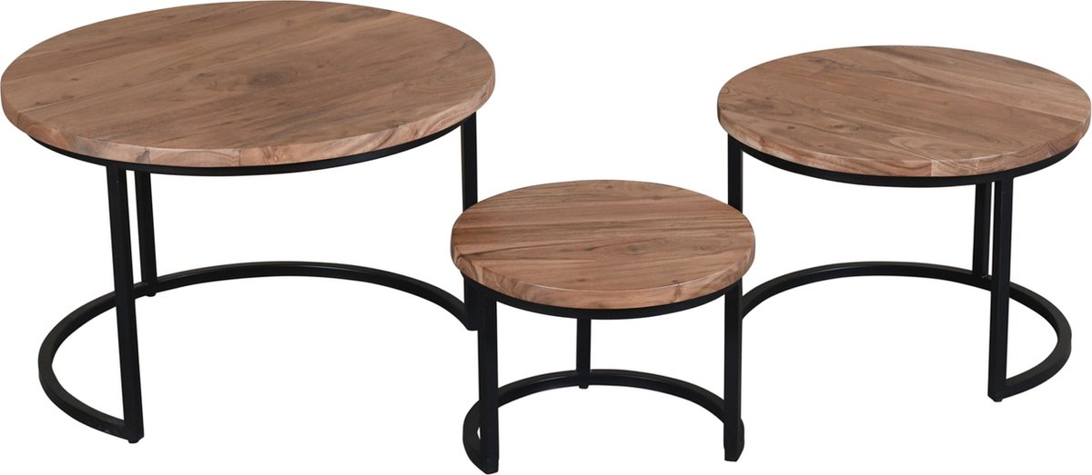 Salontafel set van 3 van Mangohout - Tafelbladen outlet Salontafel set van 3 van Mangohout - Tafelbladen outlet