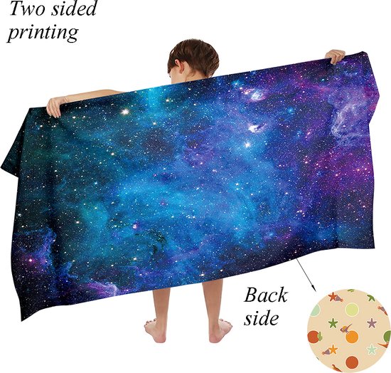 Ulticool - Serviette - Galaxy Universe Planets Stars - Drap de bain - Serviette de plage Serviette de bain - Serviette de bain à séchage rapide - 140 x 70 cm - pour Voyage Fitness Gym Sport - Garçon Fille - Blauw