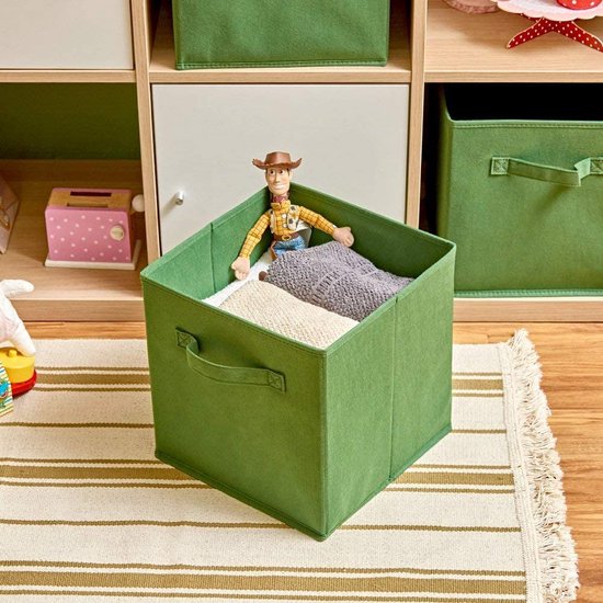 Box And Beyond Lot De 6 Cubes De Rangement Vert Sauge 27x27x27 Cm – Paniers Tissu Avec Poignées