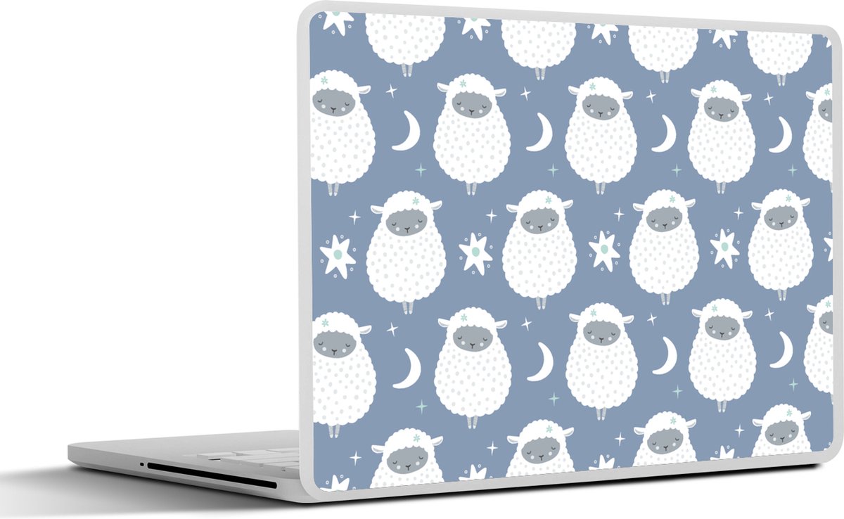 Laptop sticker - 13.3 inch - Schapen - Nacht - Maan - Patronen - 31x22,5cm - Laptopstickers - Laptop skin - Cover