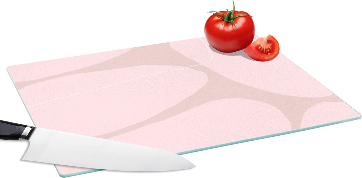 Glazen Snijplank - 39x28 - Roze - Geometrische vormen - Abstract - Snijplanken Glas