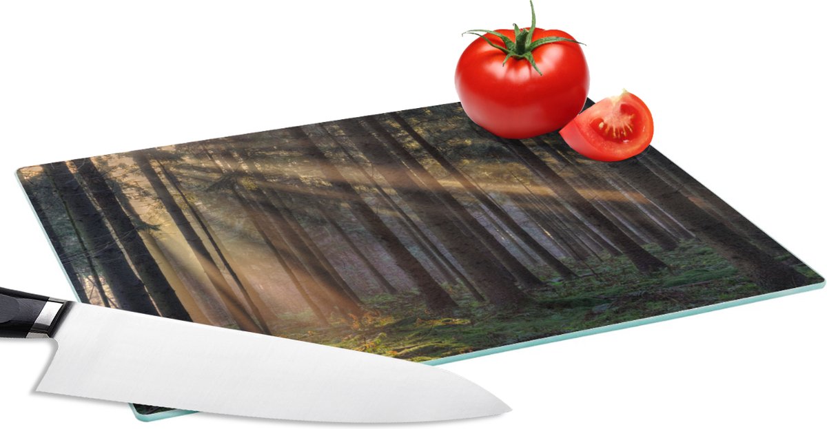 Glazen Snijplank - 28x20 - Bomen - Bos - Zon - Planten - Snijplanken Glas