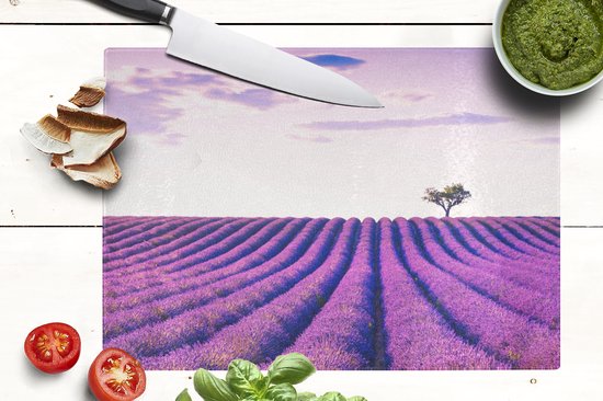 Planche à Verres - 39 x 28 - Lavande - Arbres - Violet - Fleurs - Planches à découper en Glas