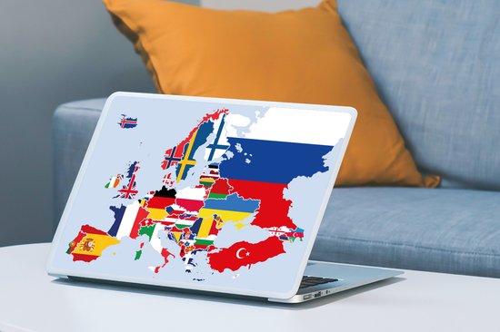 Sticker pour ordinateur portable - 15,6 pouces - Carte - Europe - Drapeau