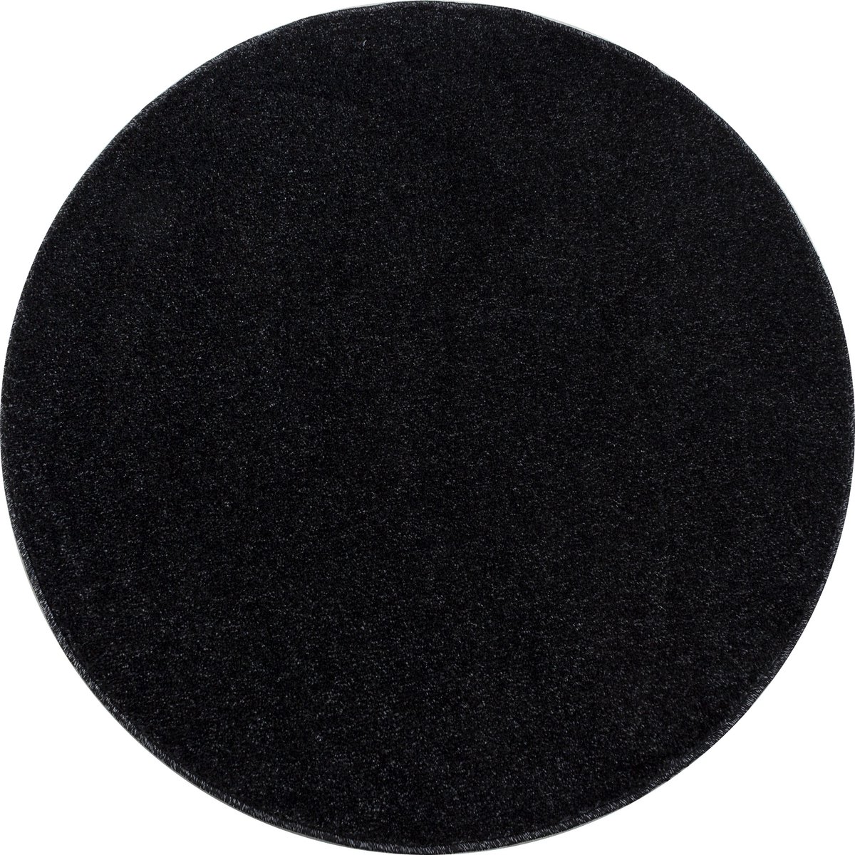 flycarpets Liam Effen Antraciet Vloerkleed Rond - Laagpolig - 120x120 cm Zwart