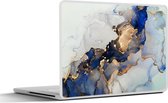 Laptop sticker - 14 inch - Marmer - Blauw - Goud - 32x5x23x5cm - Laptopstickers - Laptop skin - Cover