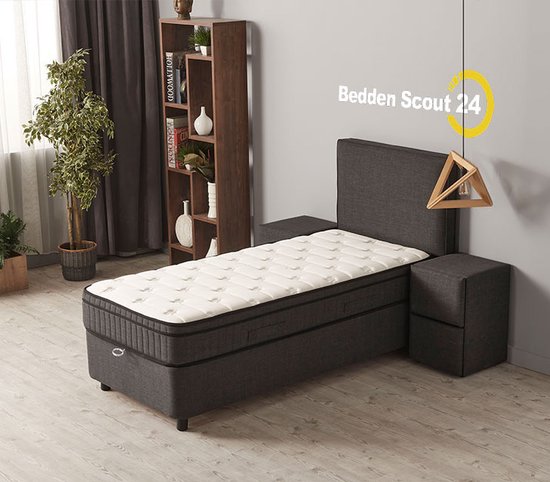 Boxspring bed met opbergruimte - 90x200 cm - grijs - Opbergbed Julia