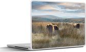 Laptop sticker - 15.6 inch - Schotse Hooglanders - Mist - Gras - 36x27,5cm - Laptopstickers - Laptop skin - Cover