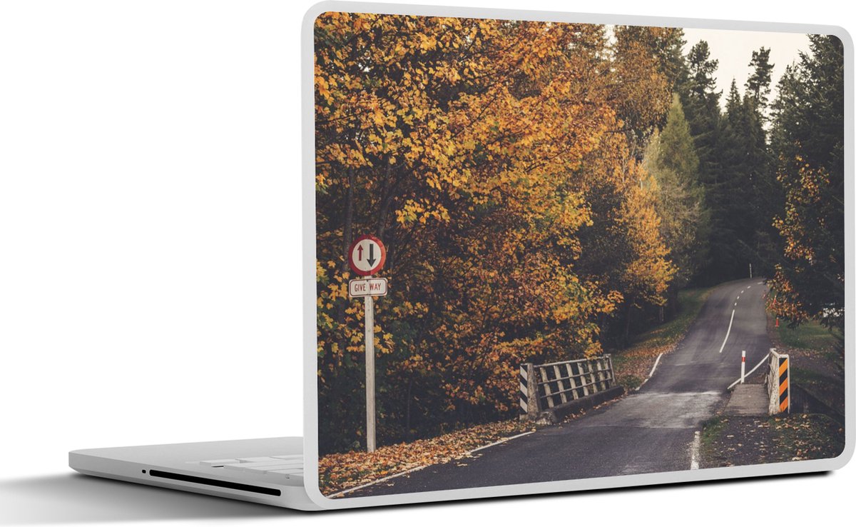 Laptop sticker - 17.3 inch - Bomen - Weg - Herfst - 40x30cm - Laptopstickers - Laptop skin - Cover