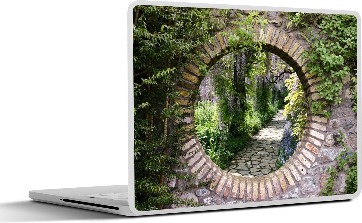 Laptop sticker - 13.3 inch - Bos - Stenen - Doorkijk - Pad - Blauwe regen - 31x22,5cm - Laptopstickers - Laptop skin - Cover