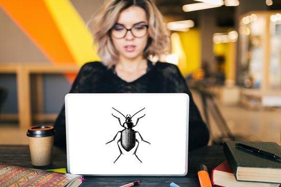 Autocollant pour ordinateur portable - 12,3 pouces - Coccinelle - Animaux - Vintage - Zwart et blanc - 30x22cm - Autocollants pour ordinateur portable - Peau pour ordinateur portable - Couverture