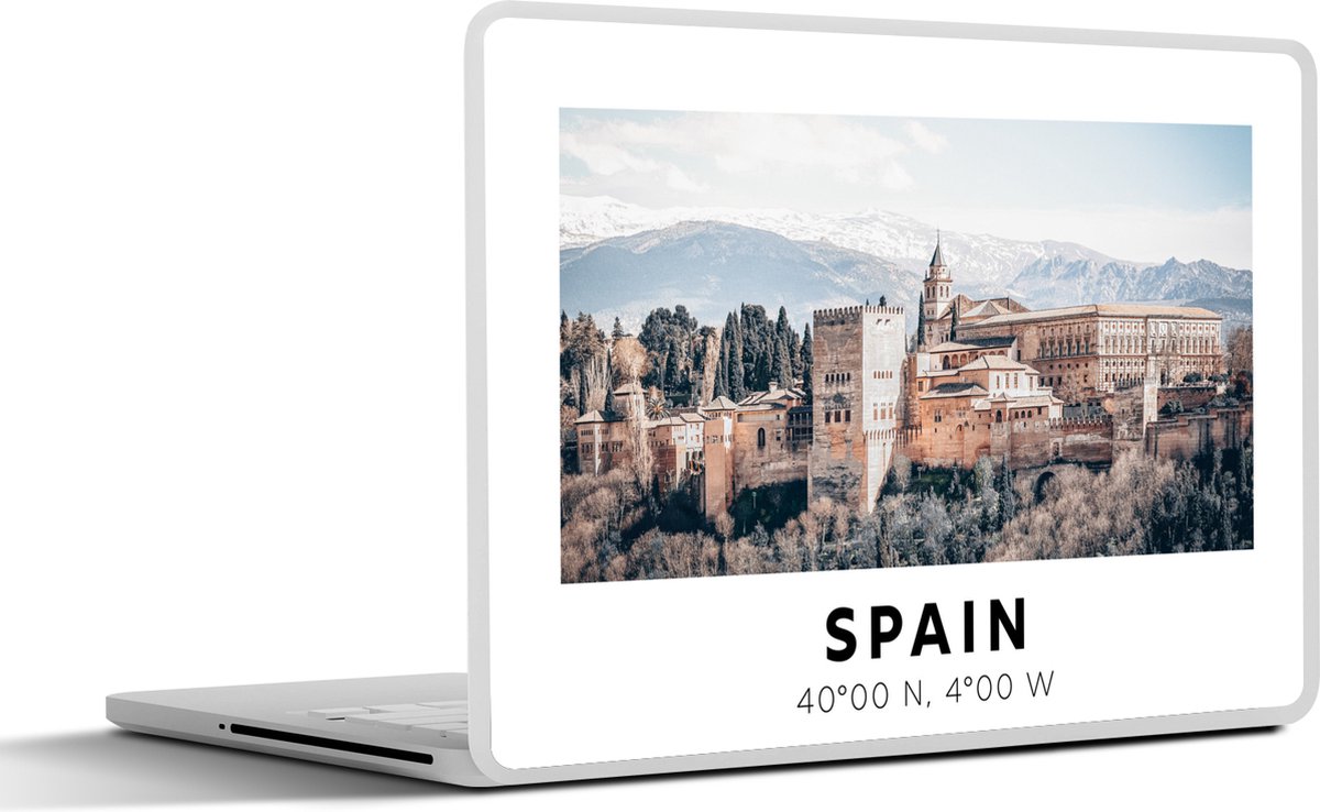 Laptop sticker - 15.6 inch - Spanje - Kasteel - Vintage - Zomer - 36x27,5cm - Laptopstickers - Laptop skin - Cover