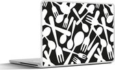 Laptop sticker - 12.3 inch - Bestek - Patronen - Zwart Wit - 30x22cm - Laptopstickers - Laptop skin - Cover