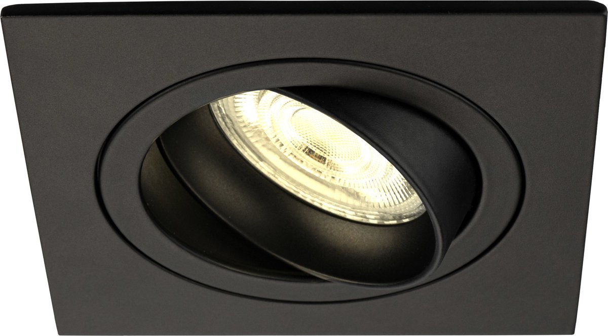 Ledvion - 1X LED Inbouwspot Sevilla - Dimbaar - 3W - 2700K - Ø92 mm - Zwart