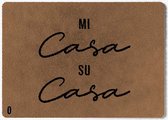 Mótif Mi casa, su casa - Lichtbruine wasbare deurmat met leuke tekst 60 cm x 85 cm - Deurmat binnen met print