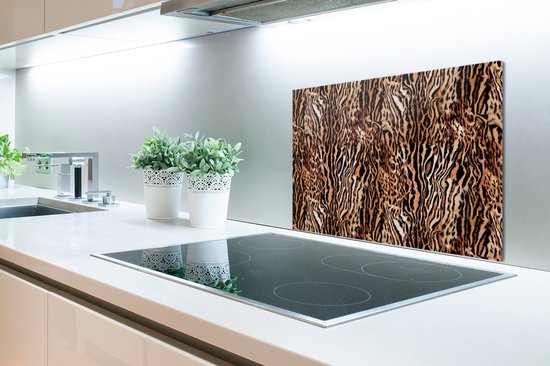 Spatscherm keuken - Tijgerprint - Dier - Patroon - Panterprint - Spatscherm - Achterwand keuken - Design - 70x50 cm