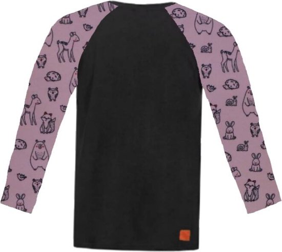 Shirt zwart diertjes roze