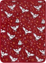 Harry Potter Hedwig - Bordeauxrode warme fleece deken / sprei, 120x150 cm