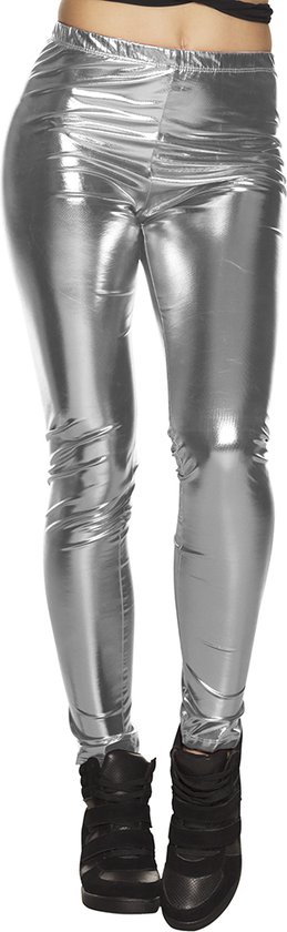 Boland - Legging Glance zilver (M) - Volwassenen - Showgirl - 80's & 90's - Disco