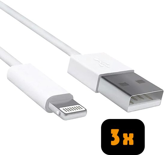 vlinder bestuurder spelen USB naar Lightning Kabel - 3 stuks - 1 meter - Wit - Geschikt voor Apple  iPhone... | bol.com