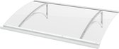 ARTENS - Gebogen deurluifel - MAGA - Transparant polycarbonaat - Wit aluminium - B.150 x H.29 x D.90 cm - Luifel - Deurluifel