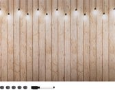 Navaris magnetisch bord in houtlook - Magneetbord om op te schrijven - Memobord voor aan de muur 90 x 60 cm - Inclusief magneten en marker