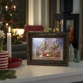 Konstsmide 4358 - Décoration de Noël - Cadre photo rempli d'eau avec éclairage LED avec crèche et effet neige - 19,5x24,5cm - sur batterie - minuterie 5h - blanc chaud