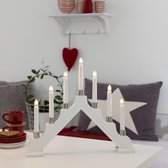 Houten Kerstkandelaar voor binnen - 7 kaarsen - 2700K warm wit - Wit Hout - 34 x 39 cm - kerstverlichting - IP20