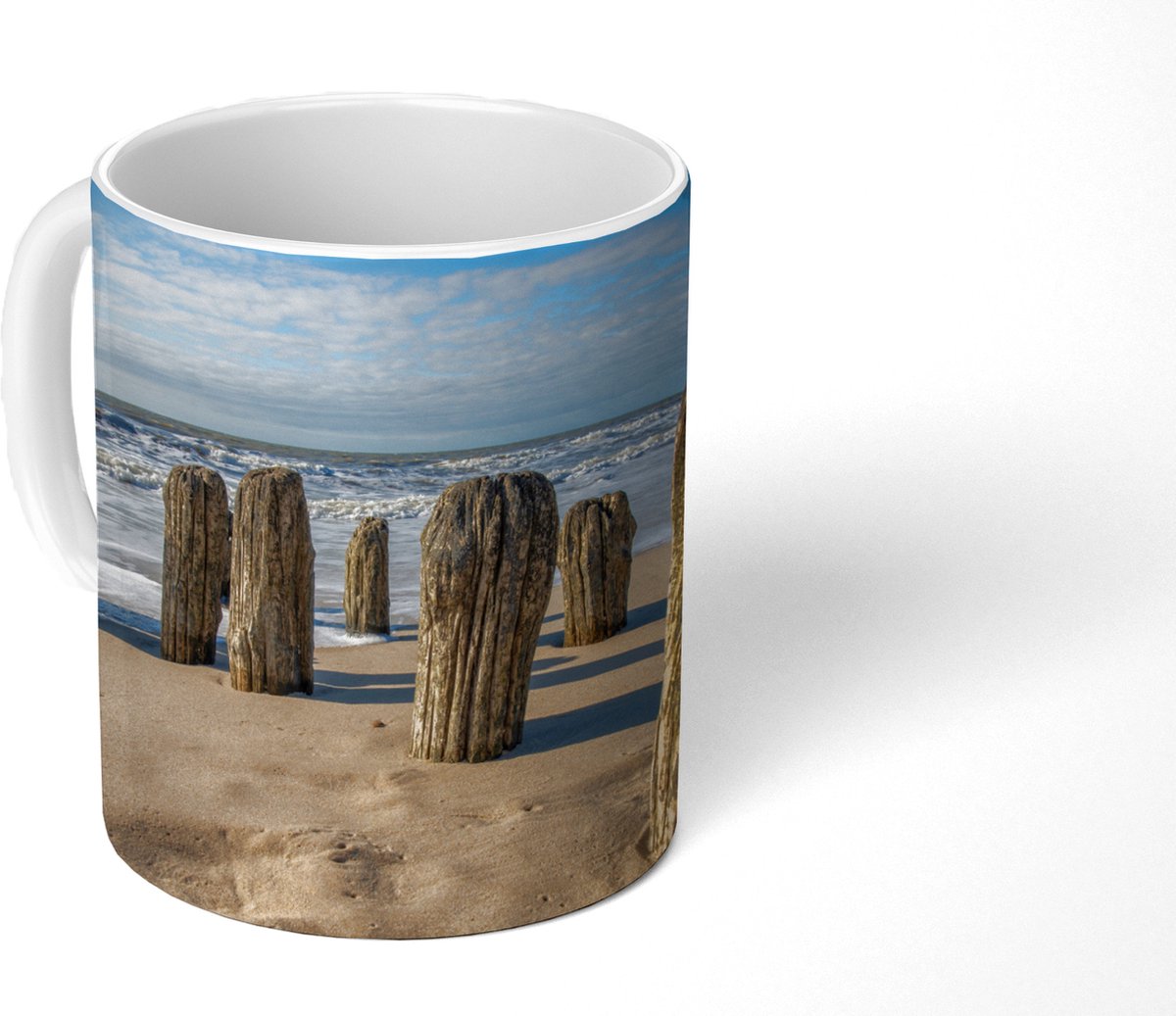 Mok - Koffiemok - Zand - Strand - Paal - Water - Zomer - Mokken - 350 ML - Beker - Koffiemokken - Theemok