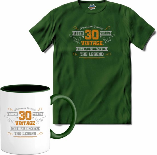 30 Jaar vintage legend - Verjaardag cadeau - Kado tip - T-Shirt met mok - Heren - Bottle Groen