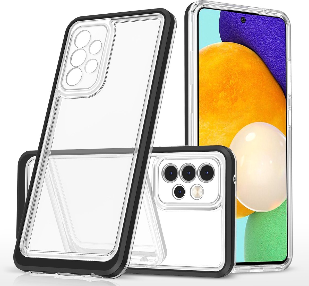 Hoesje Geschikt Voor Samsung Galaxy A72 4G/5G hoesje Transparant backcover met bumper case – Zwart – oTronica