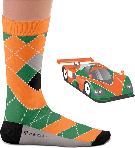 Heel Tread Mazda 787B - MAZDA 787B - Le Mans winner - Oranje/Groen - fun sokken - Auto sokken - Maat 41-46