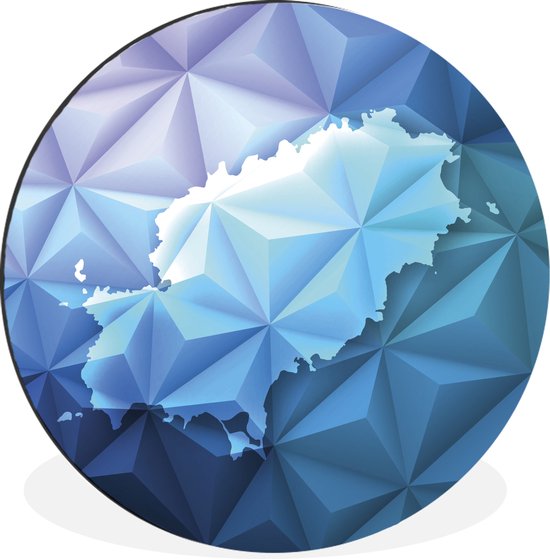 Une illustration d'une carte bleue d' Ibiza avec des triangles. Cercle mural aluminium ⌀ 140 cm
