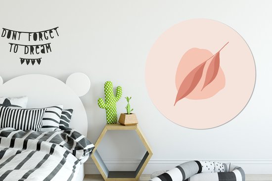 Illustration abstraite feuille rose Cercle mural aluminium ⌀ 140 cm