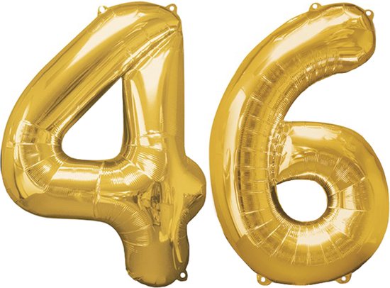 Versiering 46 Jaar Ballon Cijfer 46 Verjaardag Versiering Folie Helium Ballonnen Feest Versiering XL Formaat Goud - 86Cm