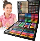 A&K Ensemble de dessin XXL 288 pièces - Boîte à dessin comprenant Crayons de couleur, aquarelle, Wasco - Étui à dessin robuste - Dessin pour Enfants et Adultes