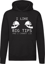 I like big tips Hoodie | vrouwen | borsten | tieten | dames | eten | liegen | fooi | geld | Unisex | Trui | Sweater | Capuchon | Zwart