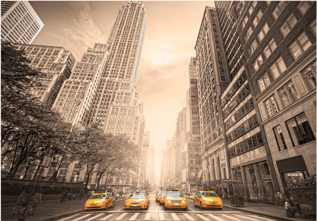 Fotobehang - New York taxi - sepia.