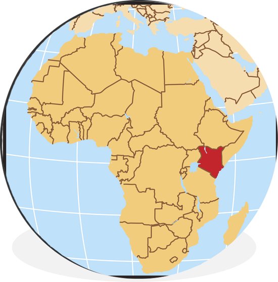 WallCircle - Wandcirkel - Muurcirkel - Illustratie van Kenia op de Afrikaanse kaart - Aluminium - Dibond - ⌀ 60 cm - Binnen en Buiten