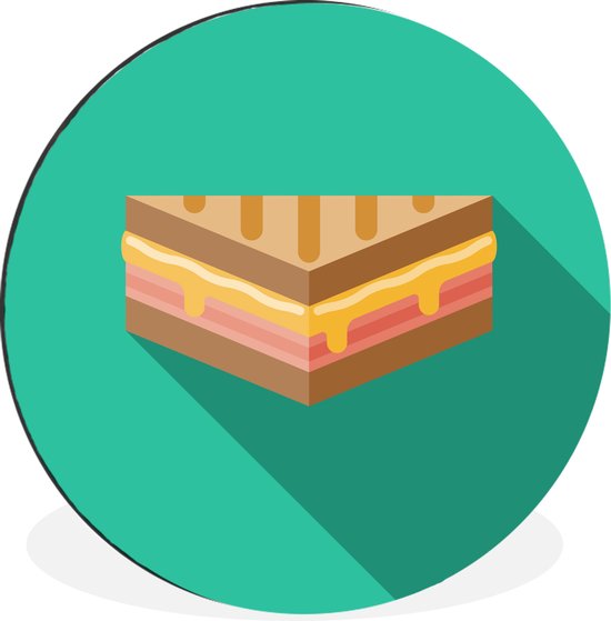 Une illustration fictive d'un sandwich grillé Cercle mural aluminium ⌀ 120 cm - impression photo sur cercle mural / cercle vivant / cercle jardin (décoration murale) XXL / Groot format!