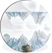 WallCircle - Wandcirkel - Muurcirkel - Geometrisch berglandschap - Aluminium - Dibond - ⌀ 60 cm - Binnen en Buiten