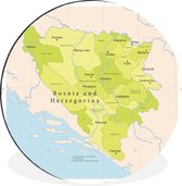 WallCircle - Wandcirkel - Muurcirkel - Illustratie van Bosnië en Herzegovina in het groen - Aluminium - Dibond - ⌀ 30 cm - Binnen en Buiten