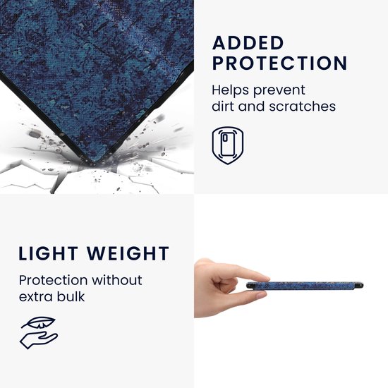 kwmobile e-reader hoesje geschikt voor Amazon Kindle Oasis 10. Generation hoes - E reader flip case met magnetische sluiting - Ereader cover - Mandala design in geel / donkerblauw van Merkloos — afbeelding 2